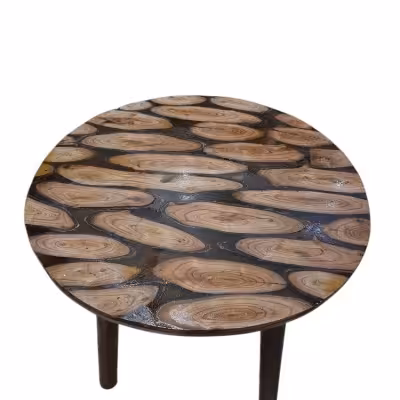 میز عسلی چوبی ترکیب چوب و رزین