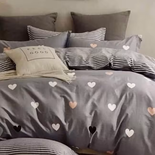 روتختی سنسودونفره6 تکه طرح قلب دورو نخ پنبه