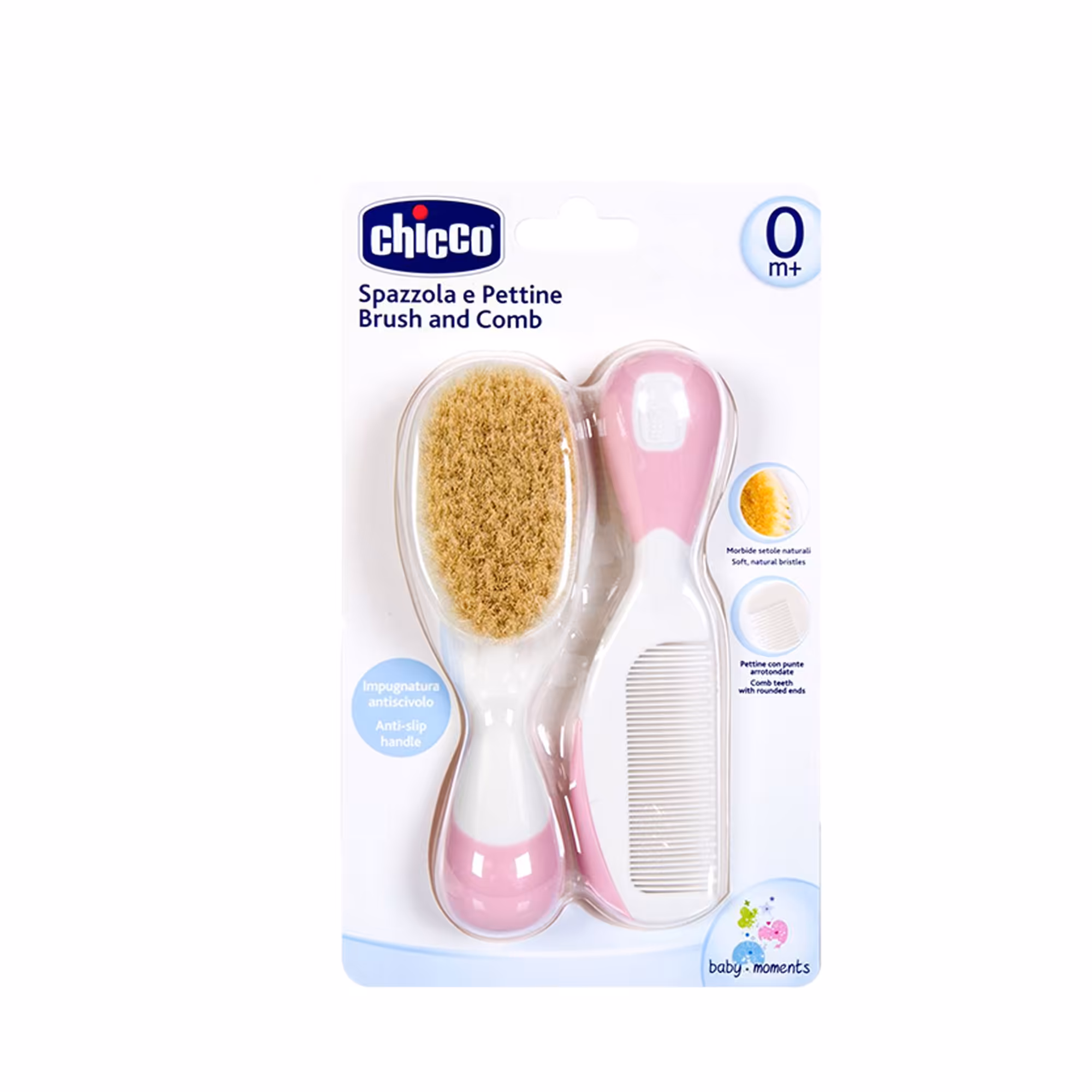 ست برس و شانه نوزاد چیکو اورجینال رنگ صورتی و آبی chicco