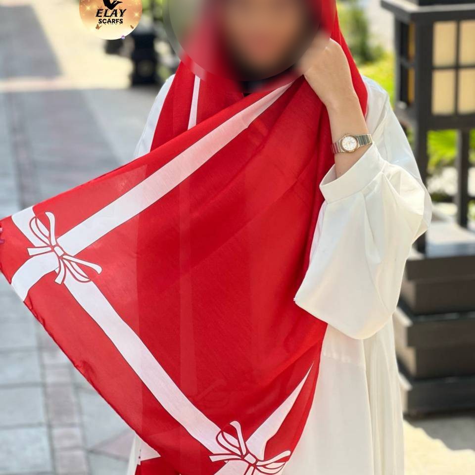 شال نخی چهارفصل قرمز طرح پاپیون با کیفیت و ارسال رایگان