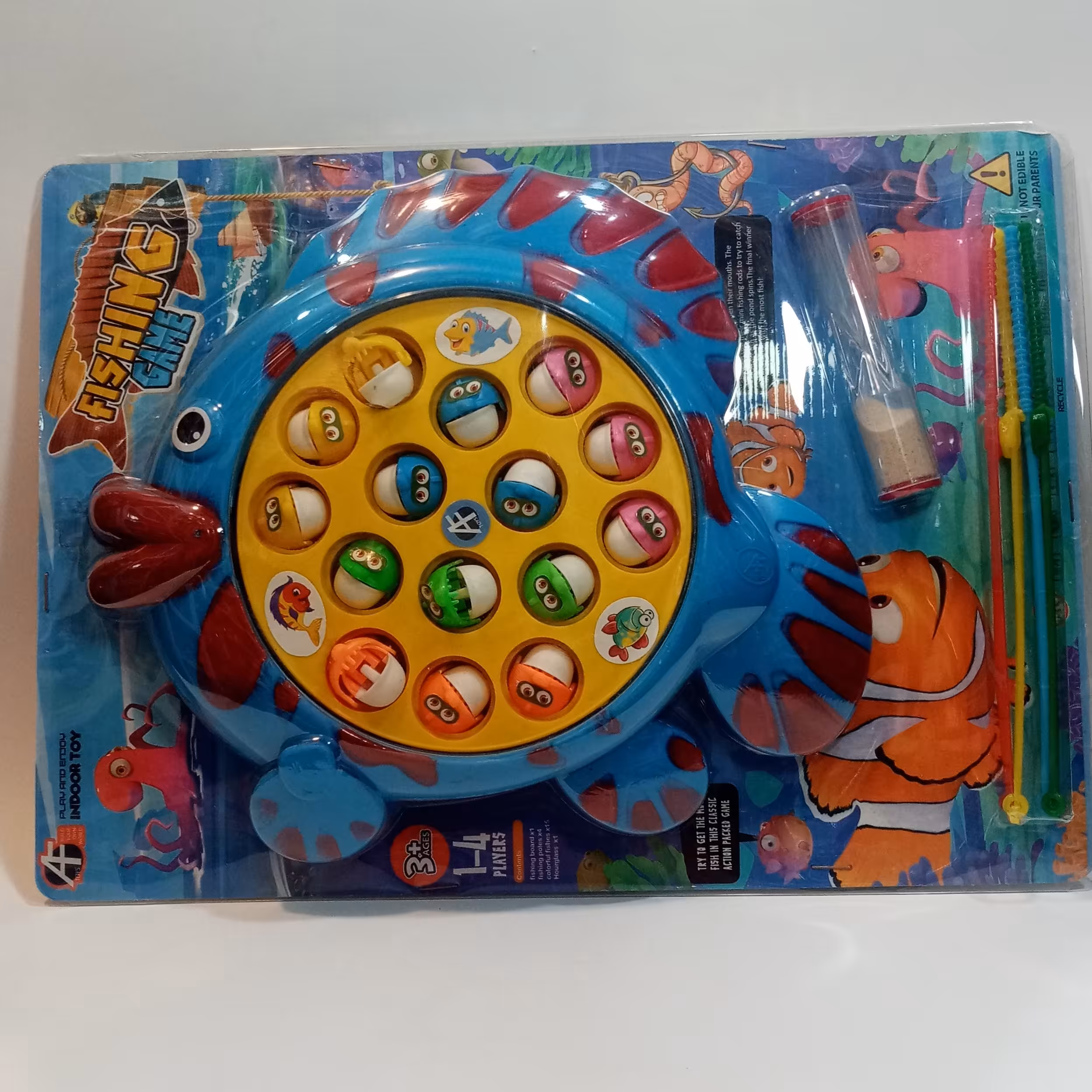 ماهی گیری بزرگ 4 نفره باطری خور همراه ساعت شنی و 4 قلاب و 12 ماهی