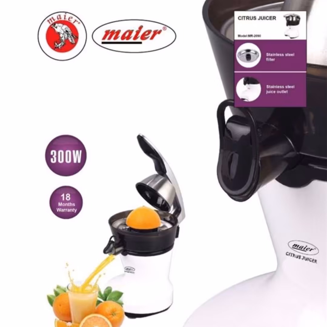 آب مرکبات گیری مایر مدل 2090 با توان 300 وات و در دو رنگ سفید و مشکی و ارسال رایگان