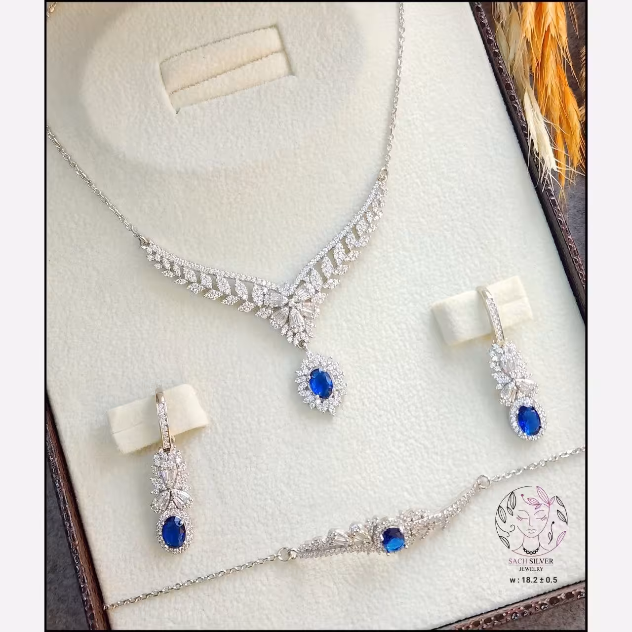 سرویس زنجیری لوکس نقره با روکش طلای سفید و عین طلا