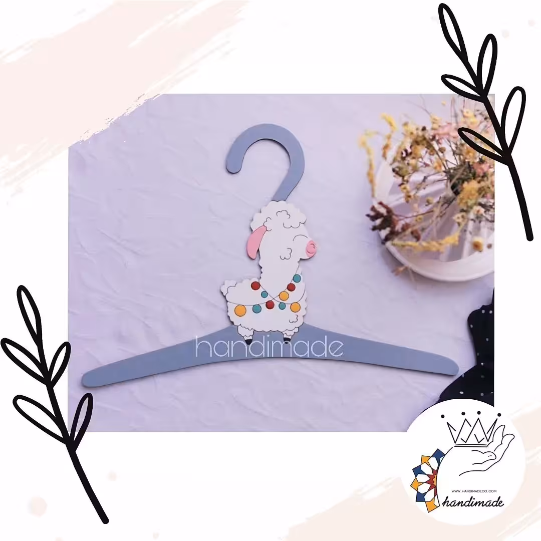 چوب لباسی کودک طرح لاما بامزه،طول 25 سانت