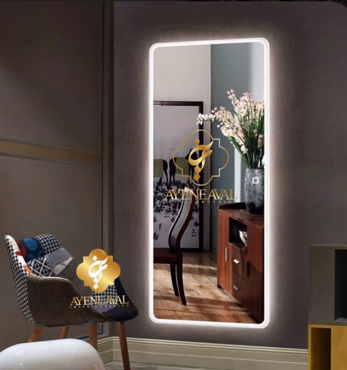 آينه قدي مدل سالوا مستطيل لبه گرد 180*80 سانتیمتر ریموت دار - آینه اول