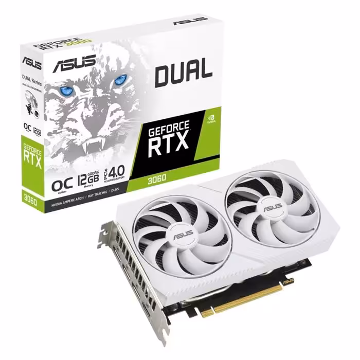 کارت گرافیک ایسوس سفید مدل Dual GeForce RTX 3060 OC Edition 12GB GDDR6