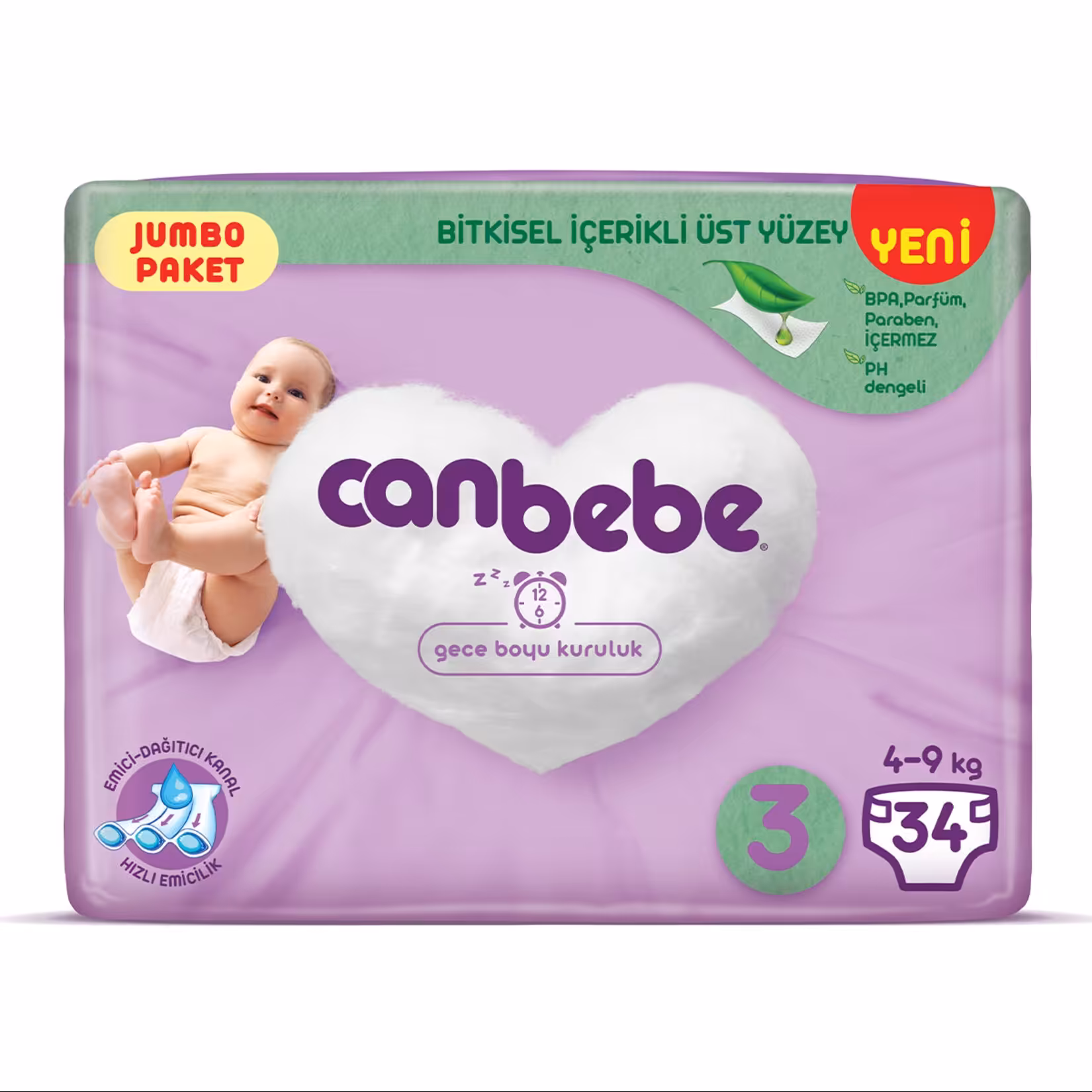 پوشک بچه جان به به ترکیه سایز  3 بسته  34 عددی
