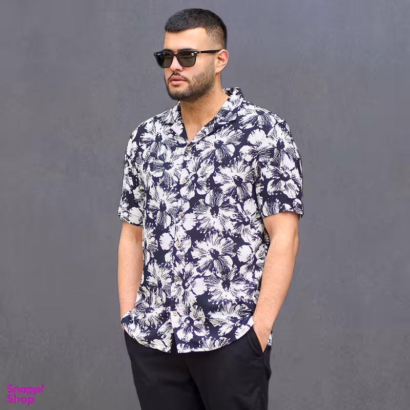 پیراهن آستین کوتاه مردانه مدل هاوایی کد 1017-171