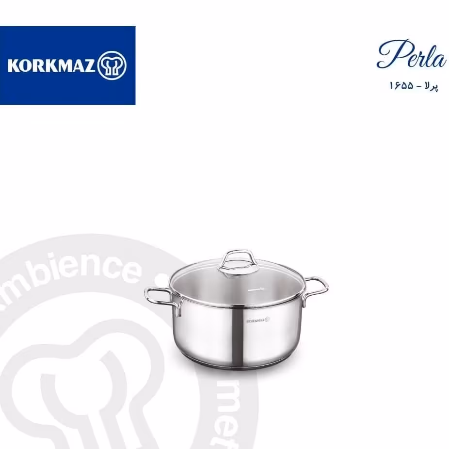 قابلمه استیل کروکماز ترکیه سایز 20 مدل 1655 پرلا (براق)