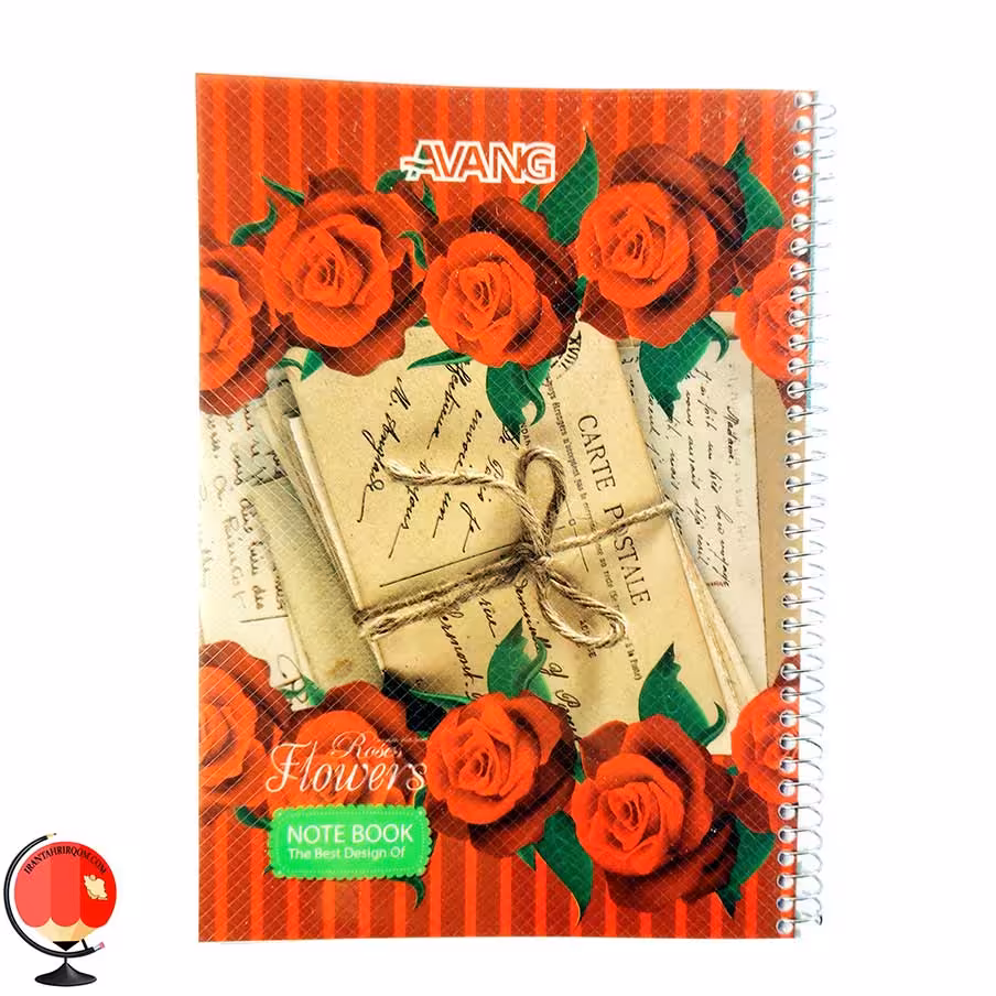 دفتر زبان سیمی دو خط 100 برگ برند آونگ طرح رز