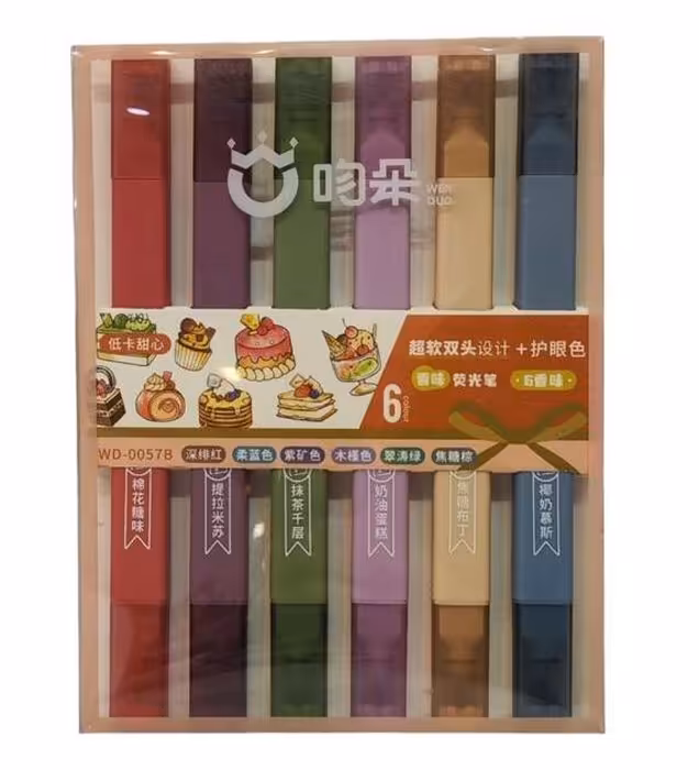 ماژیک و هایلایتر معطر دو سر بسته 6 عددی