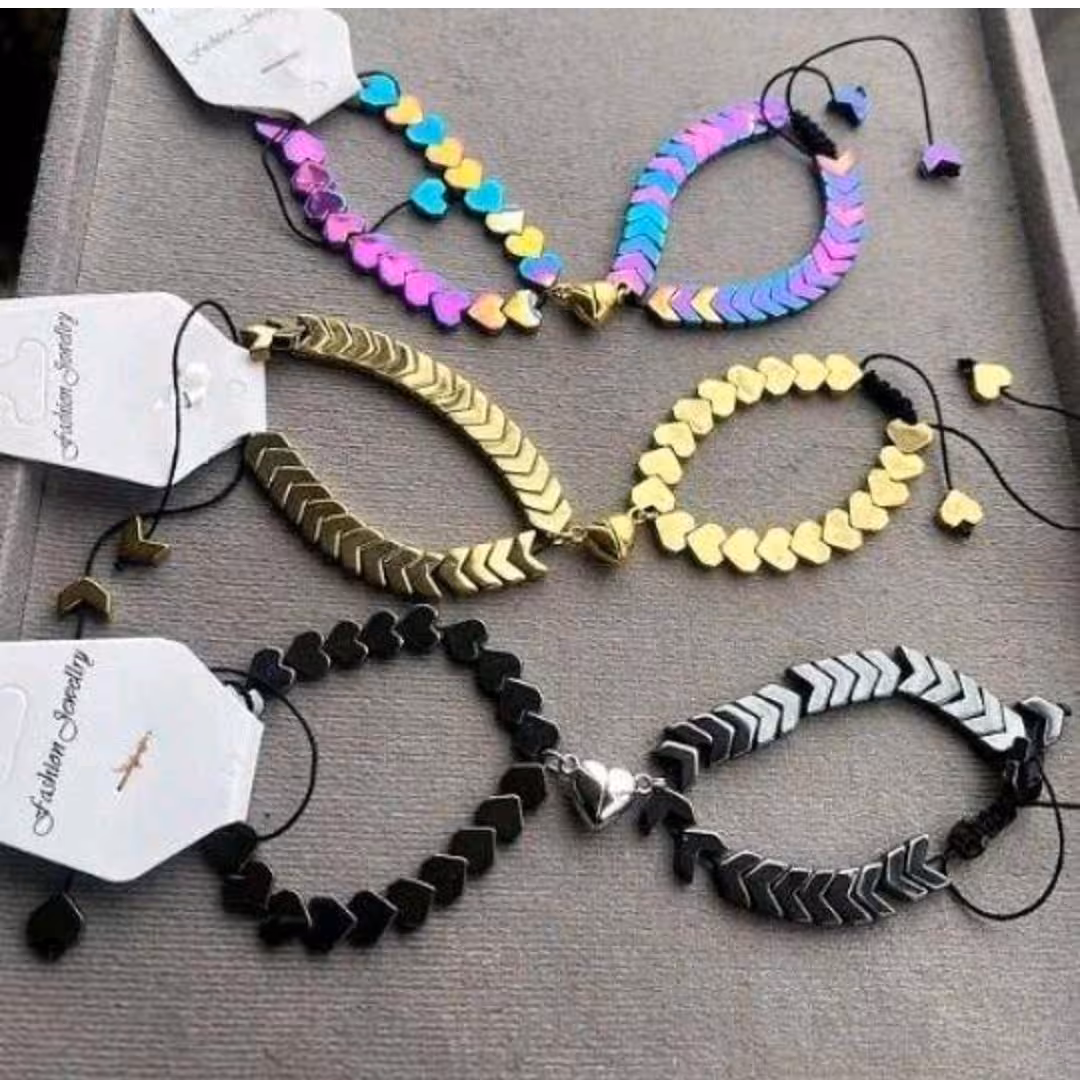 دستبند ست حدید مگنتی قلب  مگنت قلبی ست دوتایی ولنتاین  ارسال رایگان گالری زریلیجات 