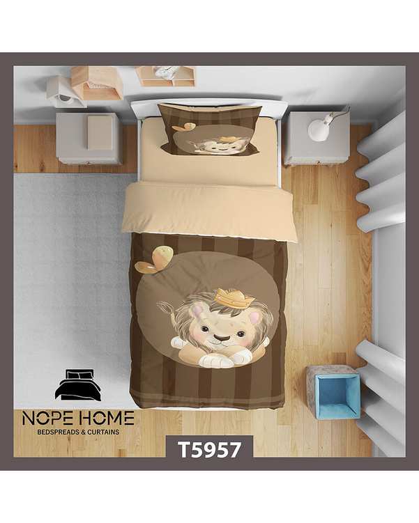 سرویس لحاف روتختی کودک یک نفره 5 تکه نوپه هوم Nopehome طرح شیر کد T5957