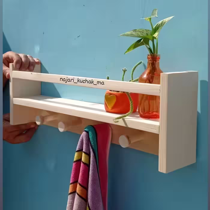 شلف و آویز چوبی