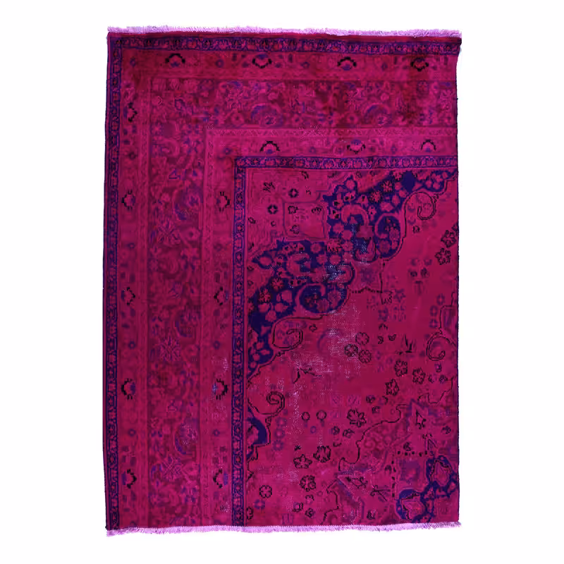 فرش دستبافت رنگ شده دو متری طرح وینتج کد 991228