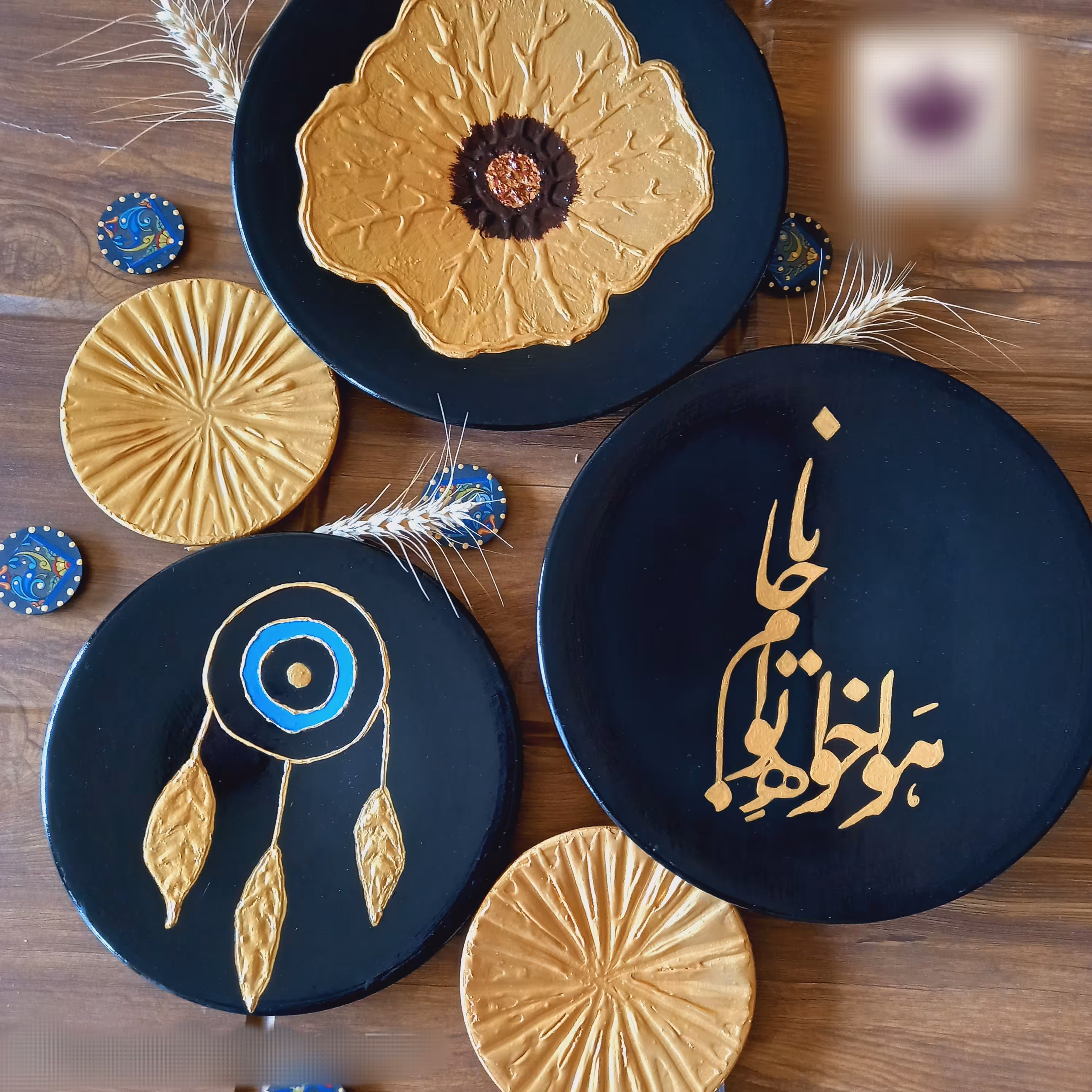 ست دیوارکوب سفالی نقاشی برجسته