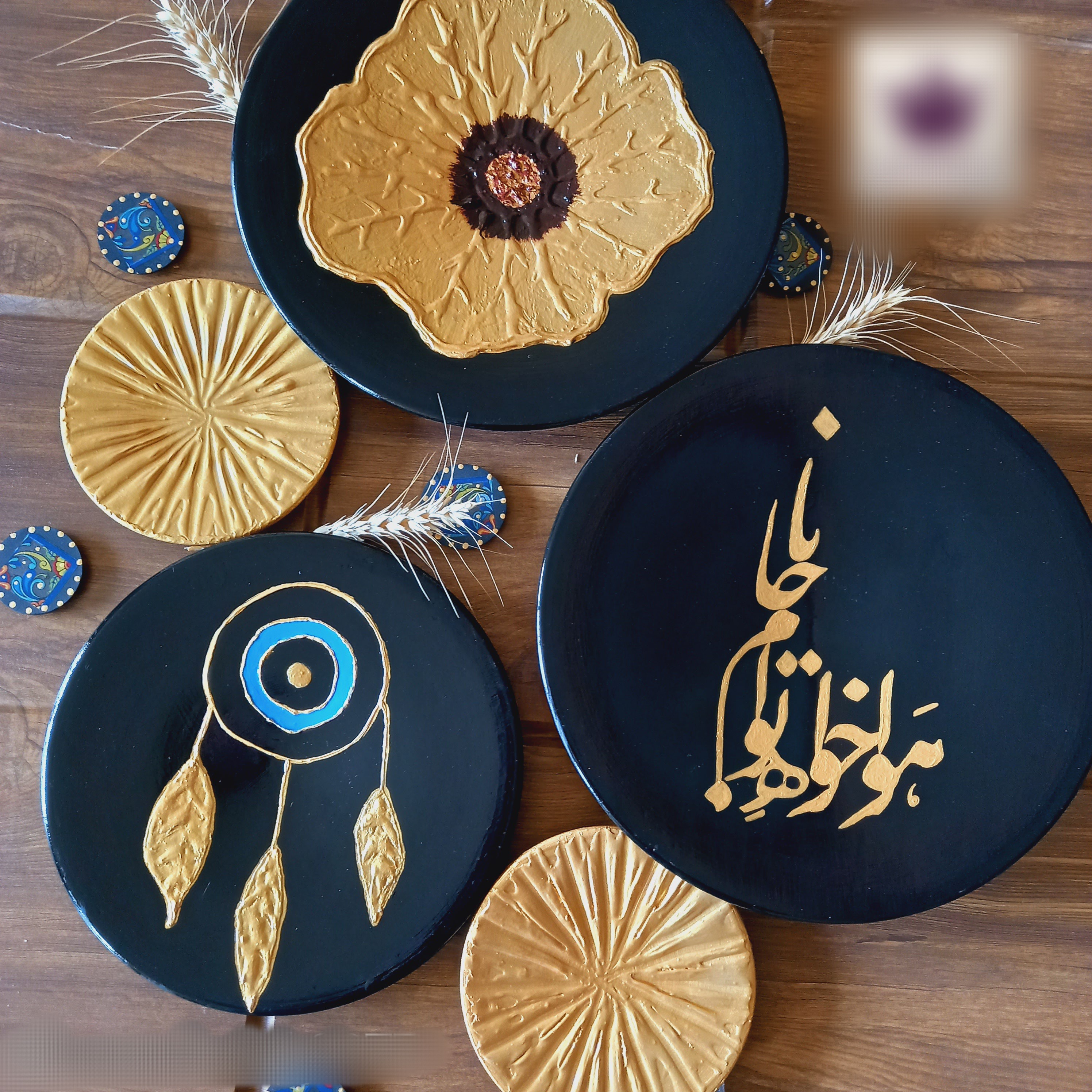 ست دیوارکوب سفالی نقاشی برجسته