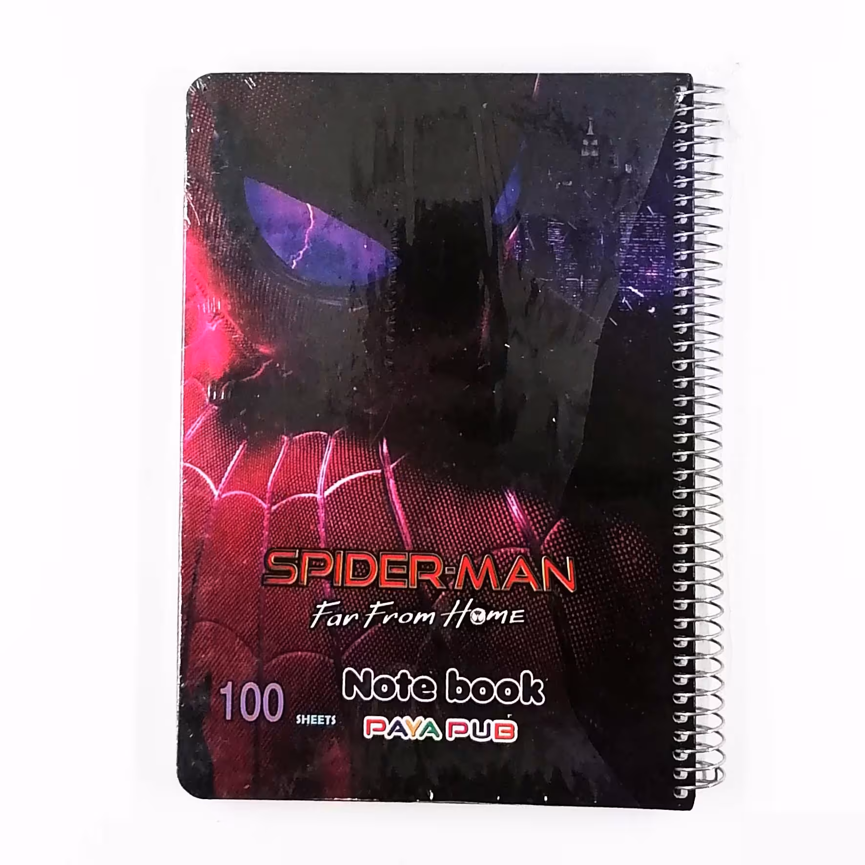 دفتر 100 برگ سیمی طرح مرد عنکبوتی جنس جلد مقوا سخت 