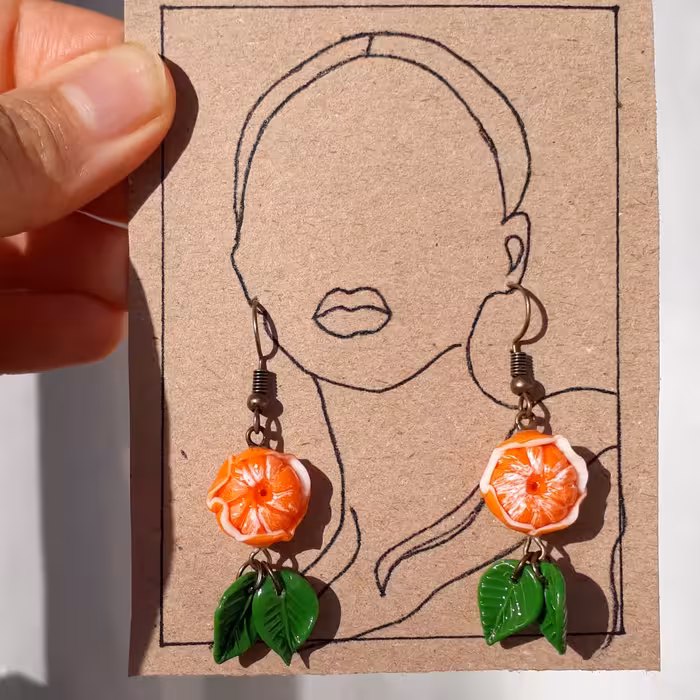 گوشواره یلدایی نارنگی، گوشواره یلدا، ست دوستی گوشواره پاییزی،گوشواره خرمالو،گردنبند یلدایی، دستبند یلدایی 