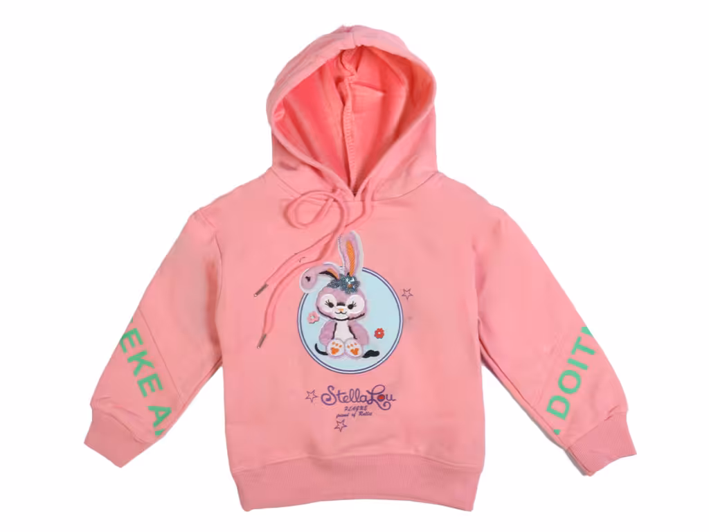 هودی داخل مخمل دخترانه طرح گلدوزی شده خرگوش