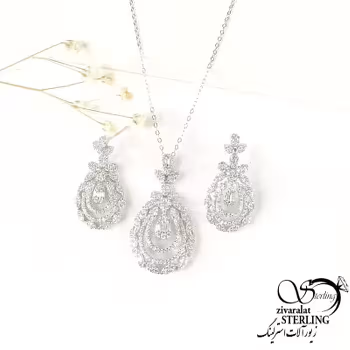 نیمست نقره اشکی داخل طرح دار کد 9197