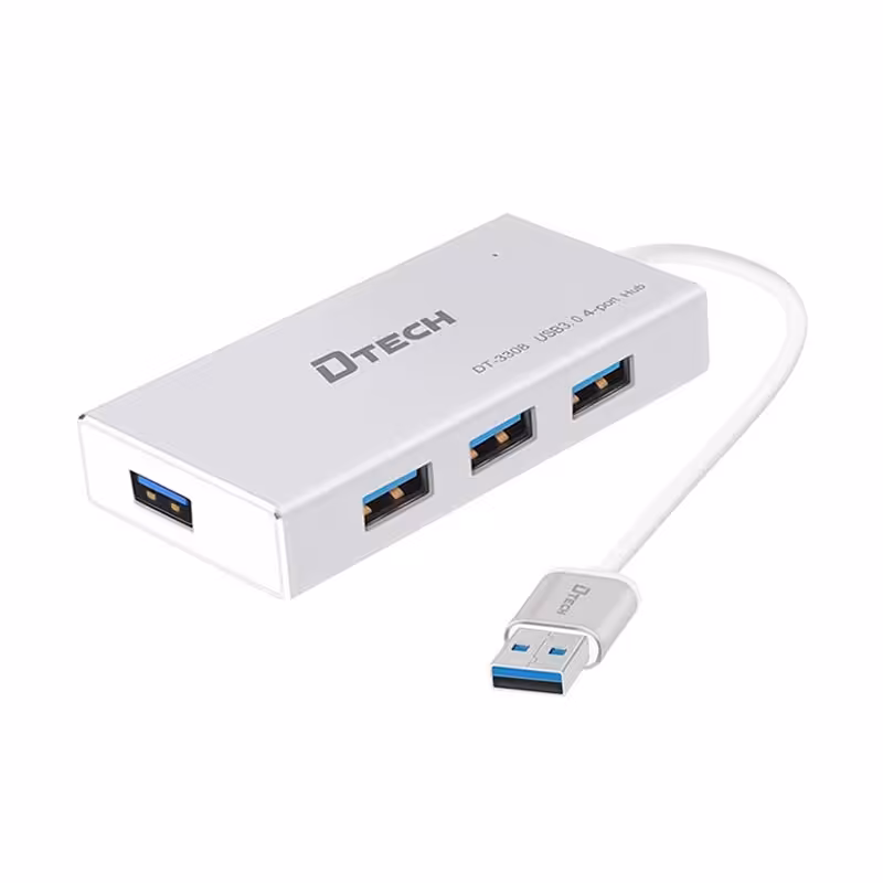 هاب 4 پورت USB-3 سیم دار دیتک مدل DT-3308 به طول 25 سانتی متر Dtech