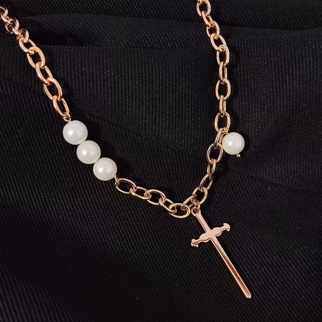 گردنبند صلیب مرواریدی ژوپینگ 