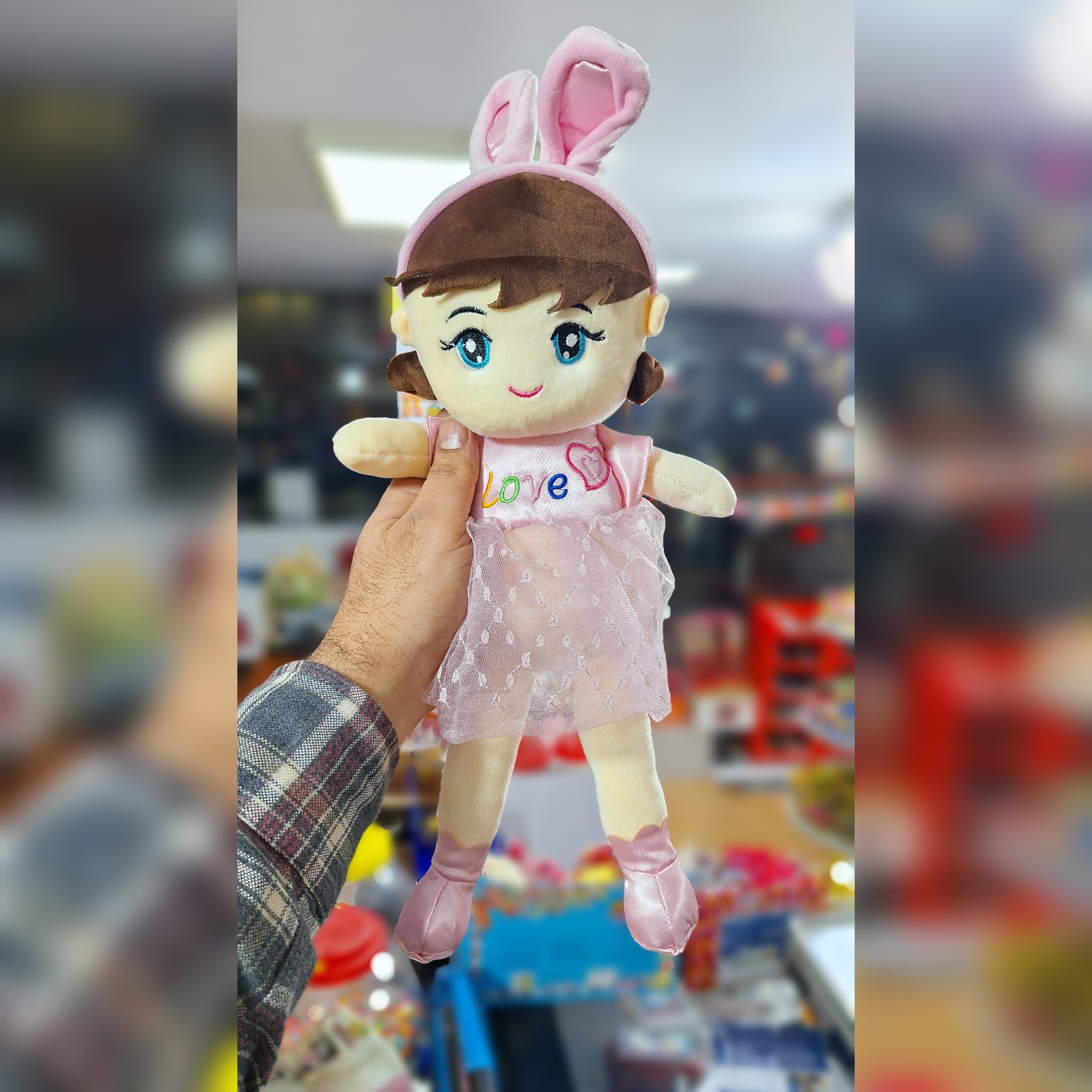 عروسک دختر تل خرگوشی پارچه ای جنس نانو بدون کرک