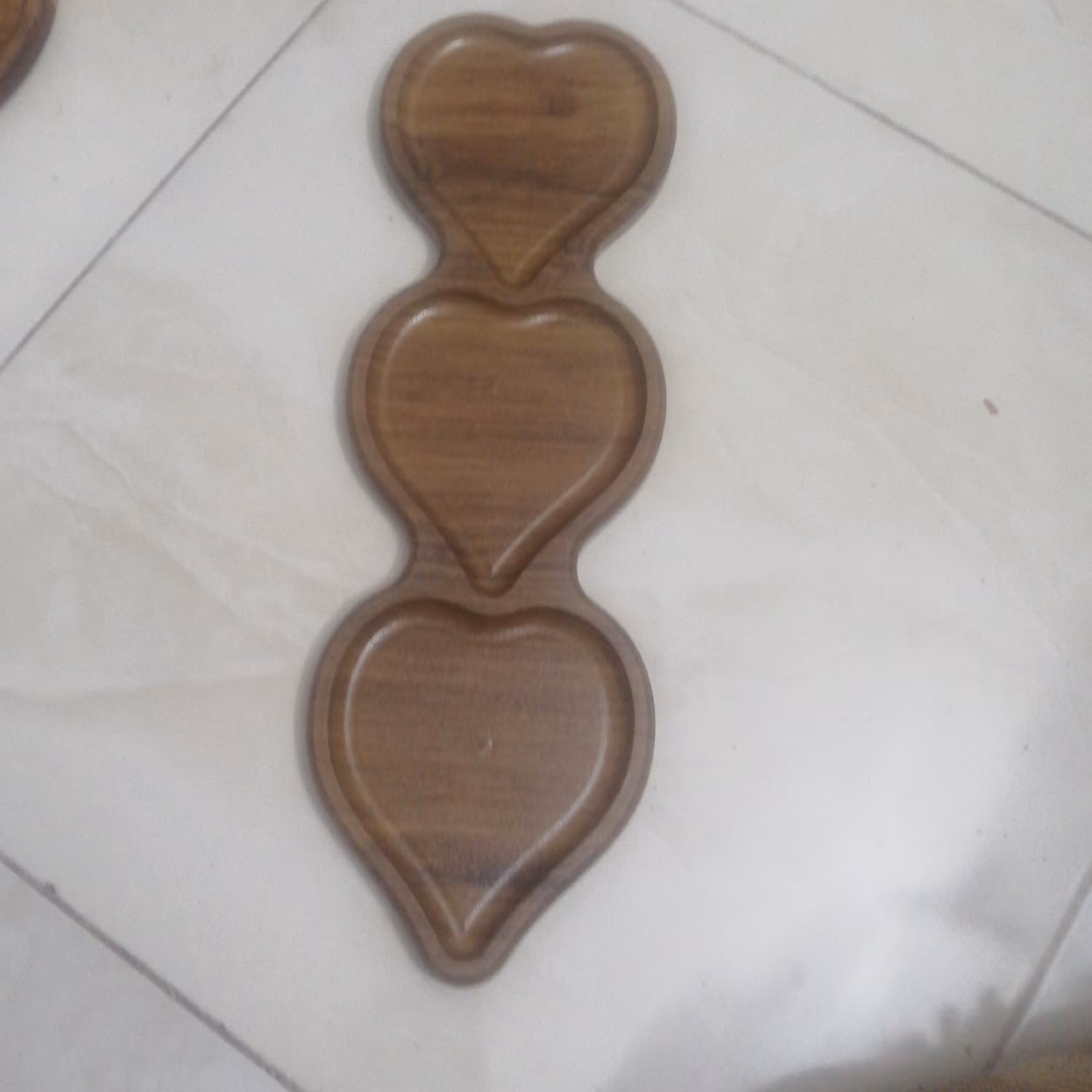 ظرف چوبی قلب سه تایی