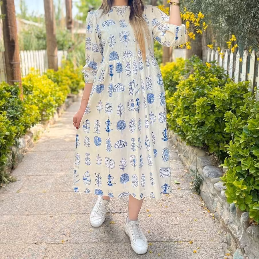 مانتو پیراهنی تابستانه جلو بسته جنس لنین درجه یک