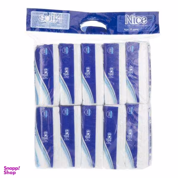 دستمال کاغذی 200 برگ نایس مدل BL2 بسته 10 عددی