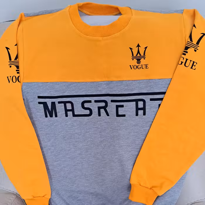 بلوز شلوار پسرانه نوجوان سایز 65 رنگ زرد با کیفیت و شیک جنس کارترکیبی دورس لاکرا ،