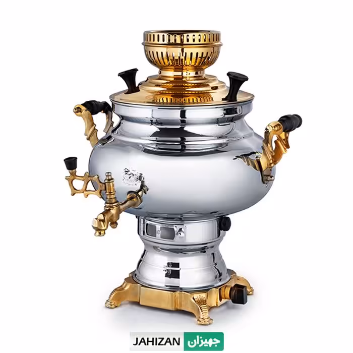 سماور گازی عالی نسب مدل سیمینه نفس طلایی حجم 5/5 لیتر
