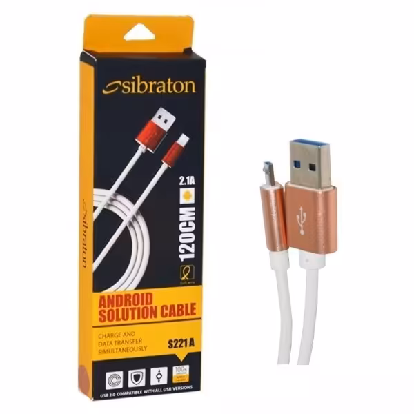 کابل شارژ میکرو SIBRATON مدل S221A طول 110 سانت 