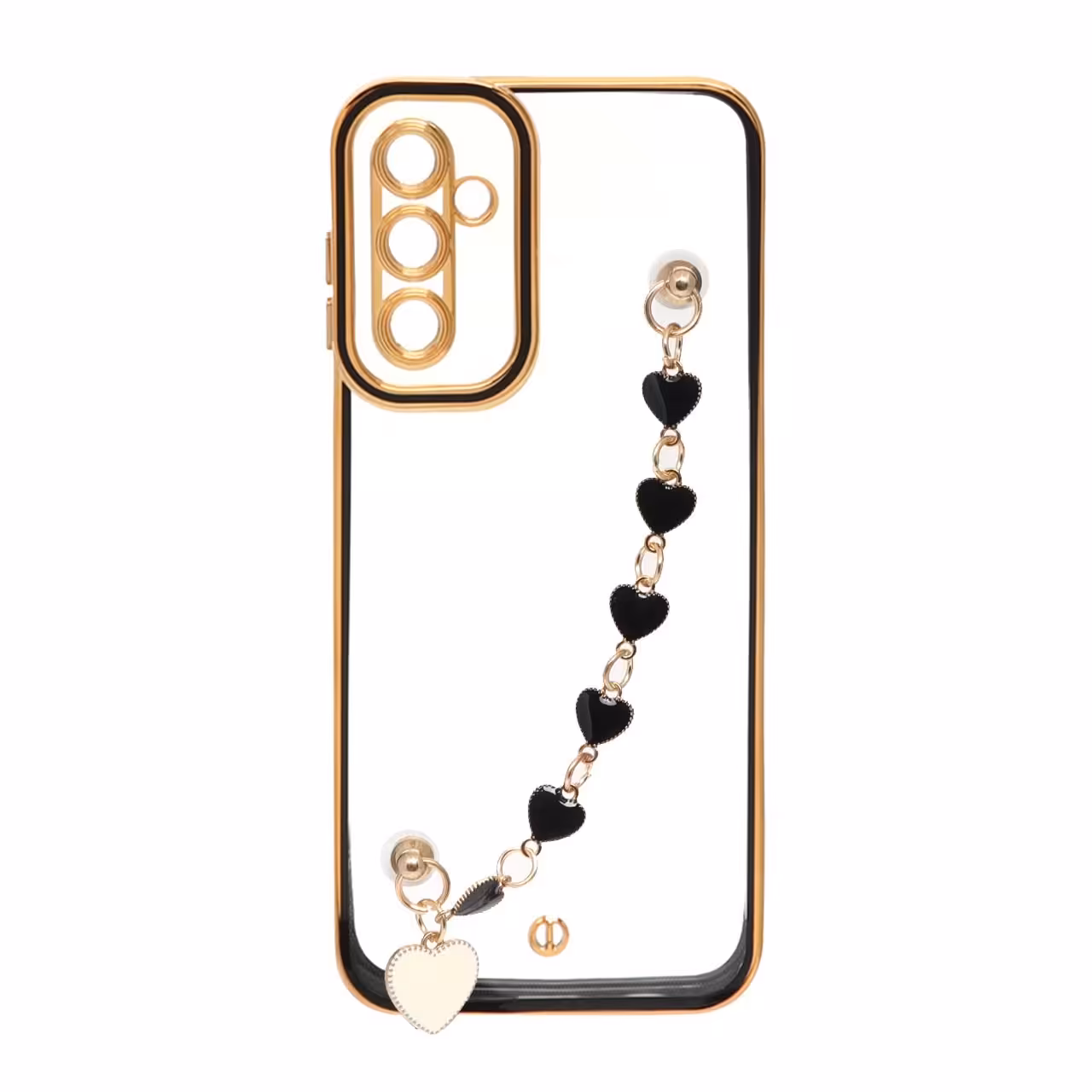 قاب الکتروپلیتینگ دستبند قلبی گوشی A14 رنگ مشکی طلایی