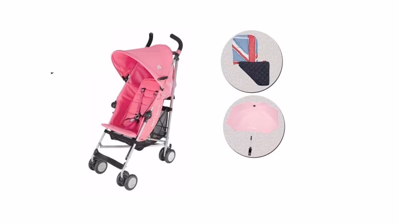 کالسکه مک لارن maclaren مدل تریمف صورتی Trimph  به همراه روکش و چتر