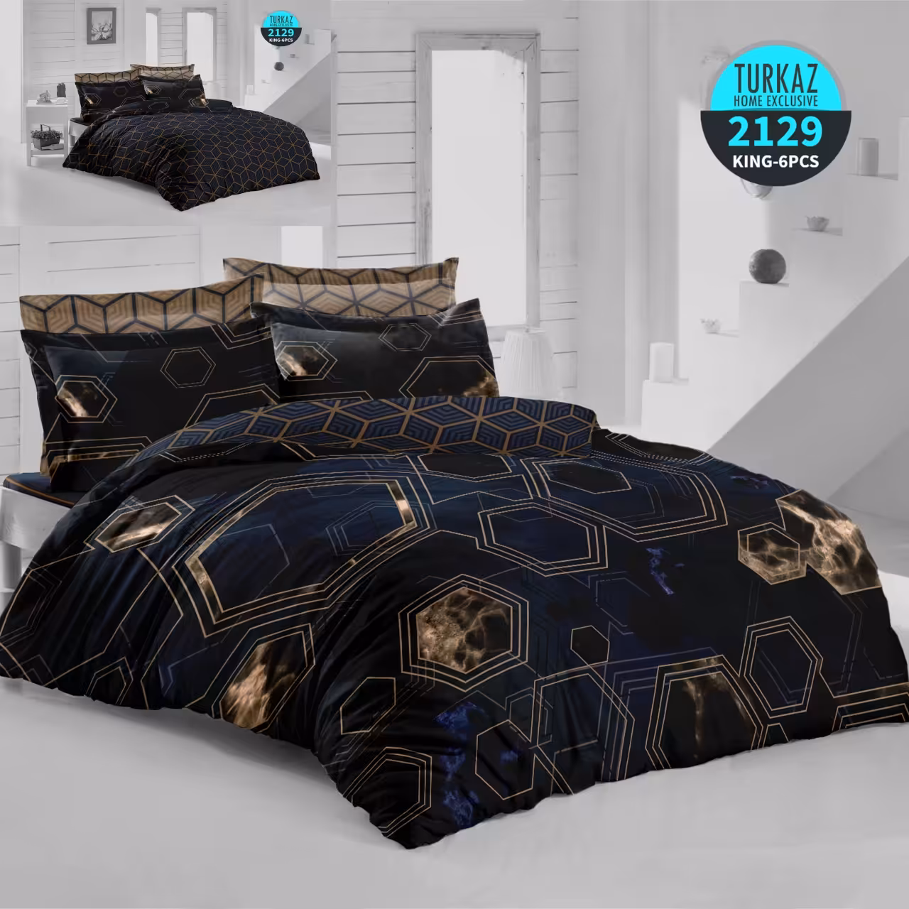 ست روتختی ترک آز کد 2129 دونفره 6 تکه