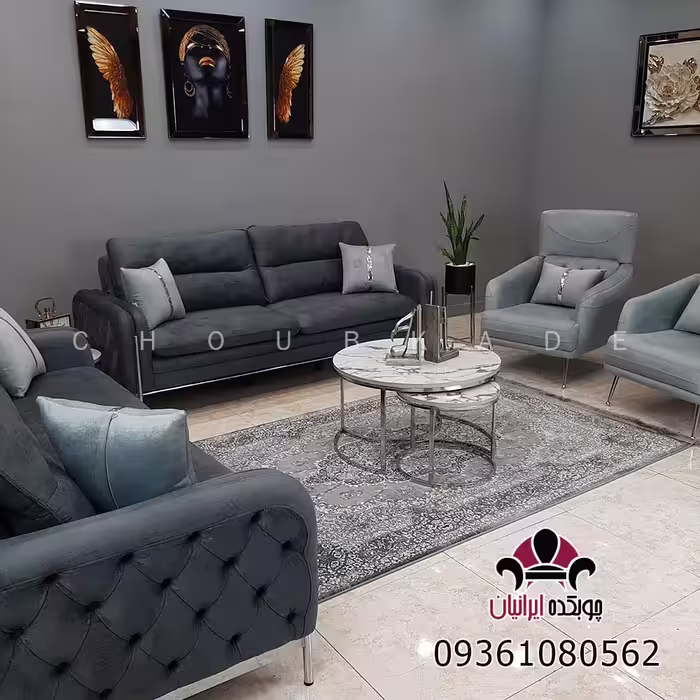 مبل 8 نفره تختخواب شو پایه استیل مدل کاریزما