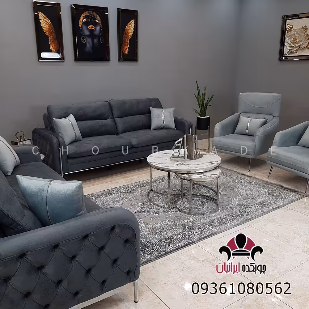 مبل 8 نفره تختخواب شو پایه استیل مدل کاریزما