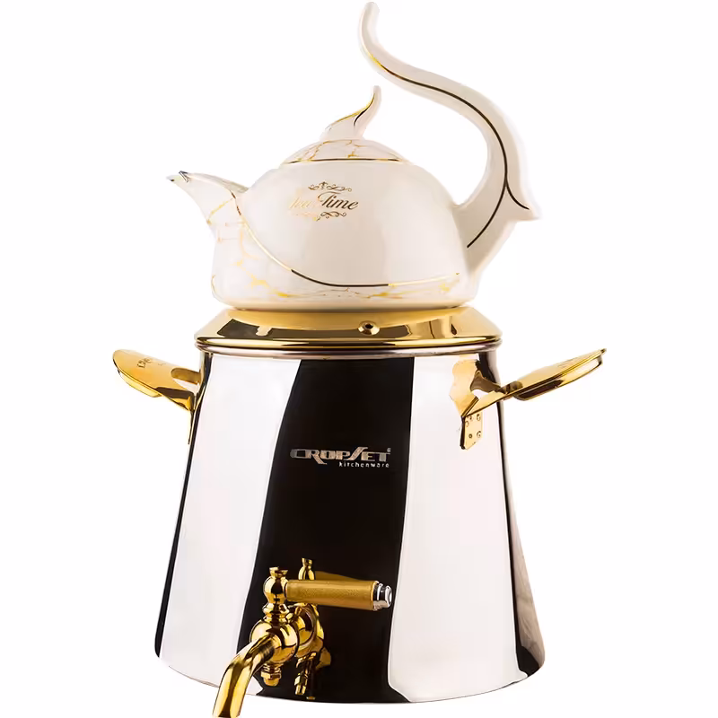 ست کتری قوری کروپ ست مدل آرسس طلایی کد 902