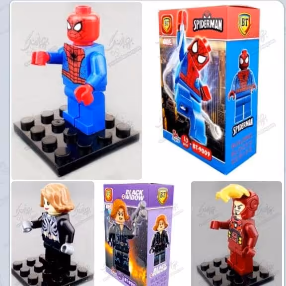 لگو 4 عددی شخصیت های آیرون من - اسپایدر من ( مرد عنکبوتی ) - ونوم - بلک ویدو