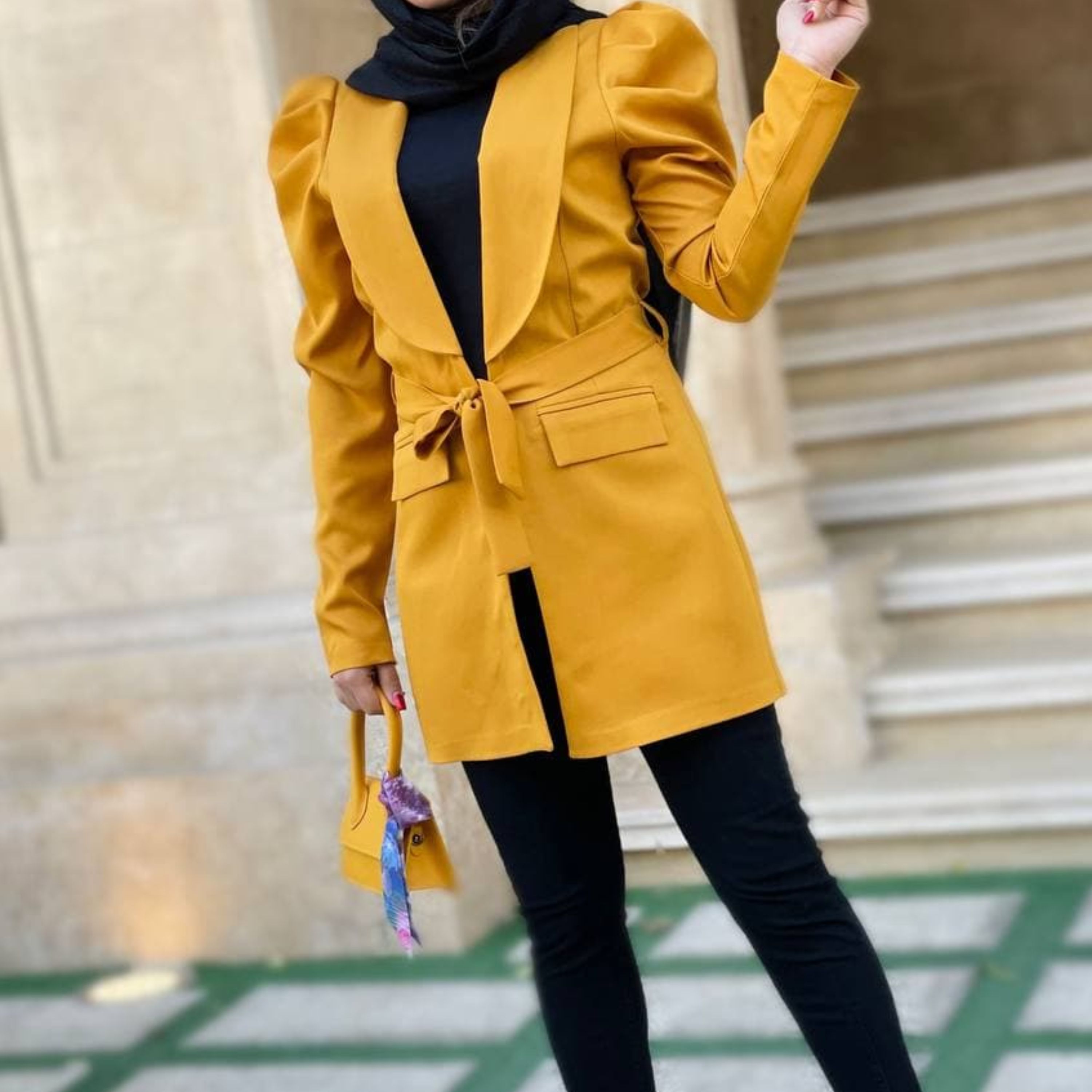 مانتو کرپ مازراتی اعلا آستین چین دار
