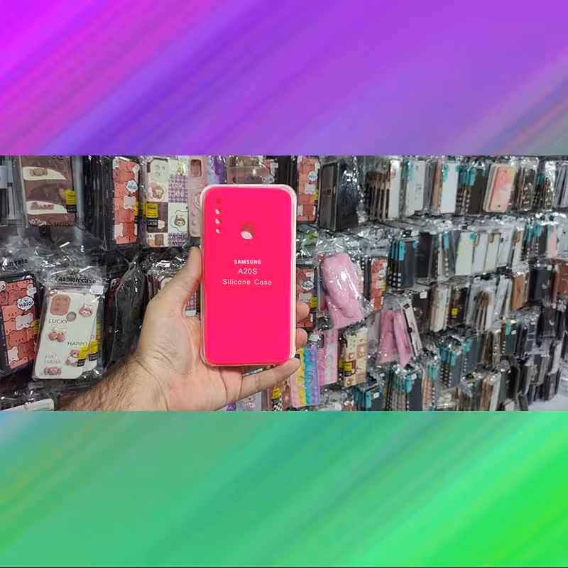 گارد سیلیکونی اورجینال ( پاک کنی ) سامسونگ A20s رنگ صورتی فسفری