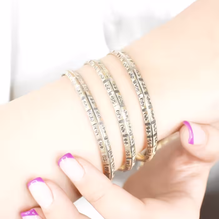 النگو طرح طلا مدل خط و نقطه نقره ای سایز4 کد110