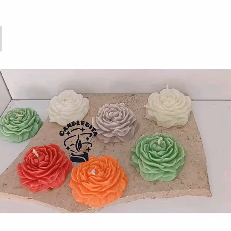 شمع دست ساز گل لاله بسیارشیک ولاکچری