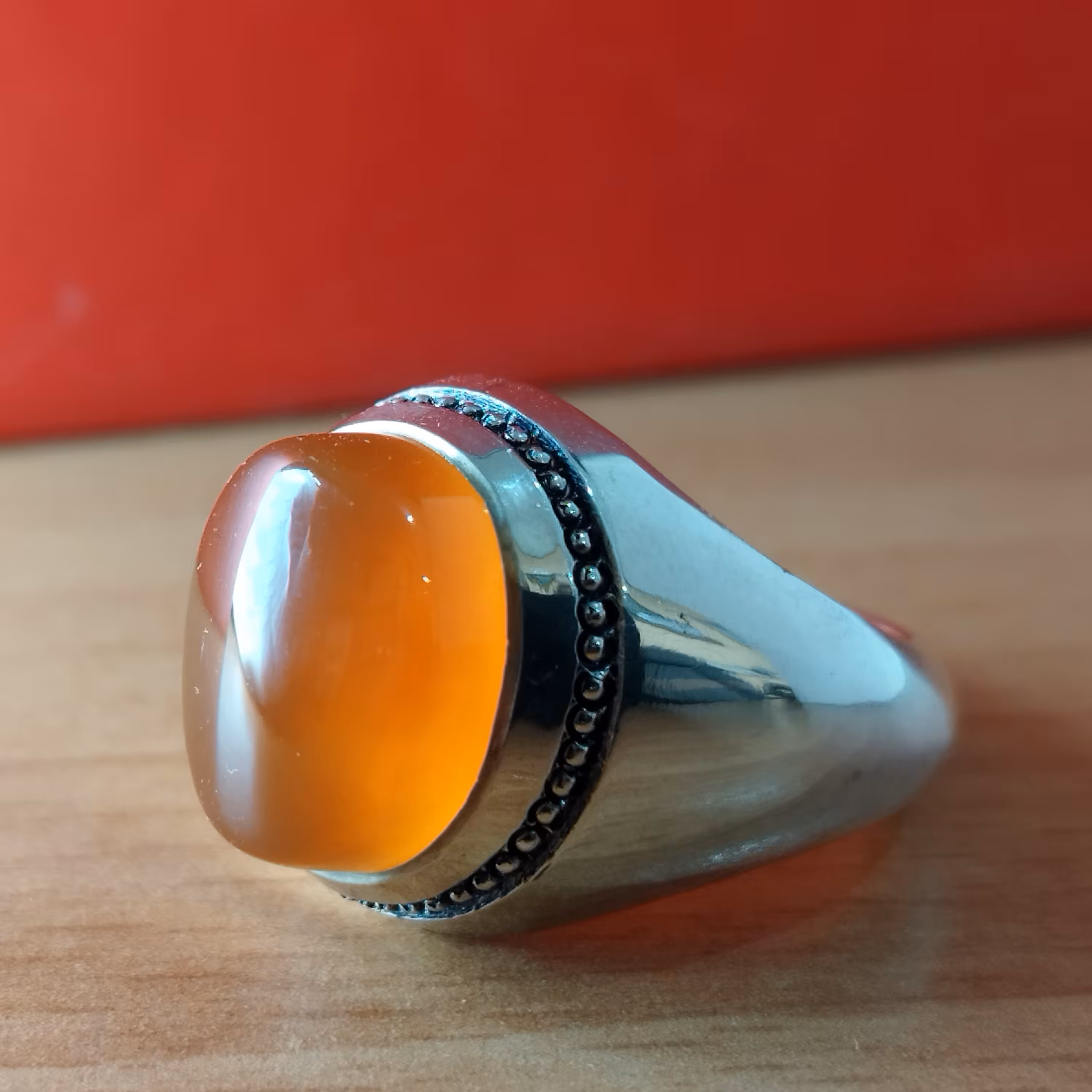 انگشتر عقیق پرتقالی یمن 