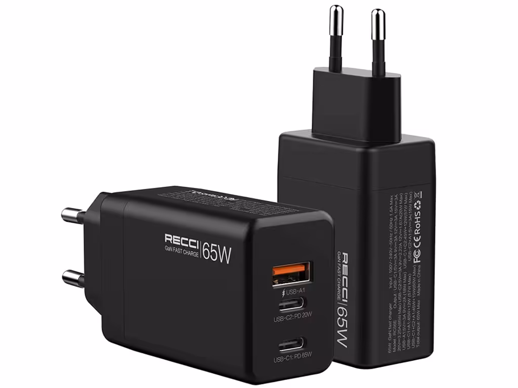 شارژر دیواری یو اس بی و تایپ سی 65 وات رسی RC56E