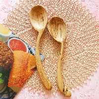قاشق آجیل/ ملاقه چوبی دستساز بارلی مدل منحنی چوب افرا 27 سانتی کد bar0166
