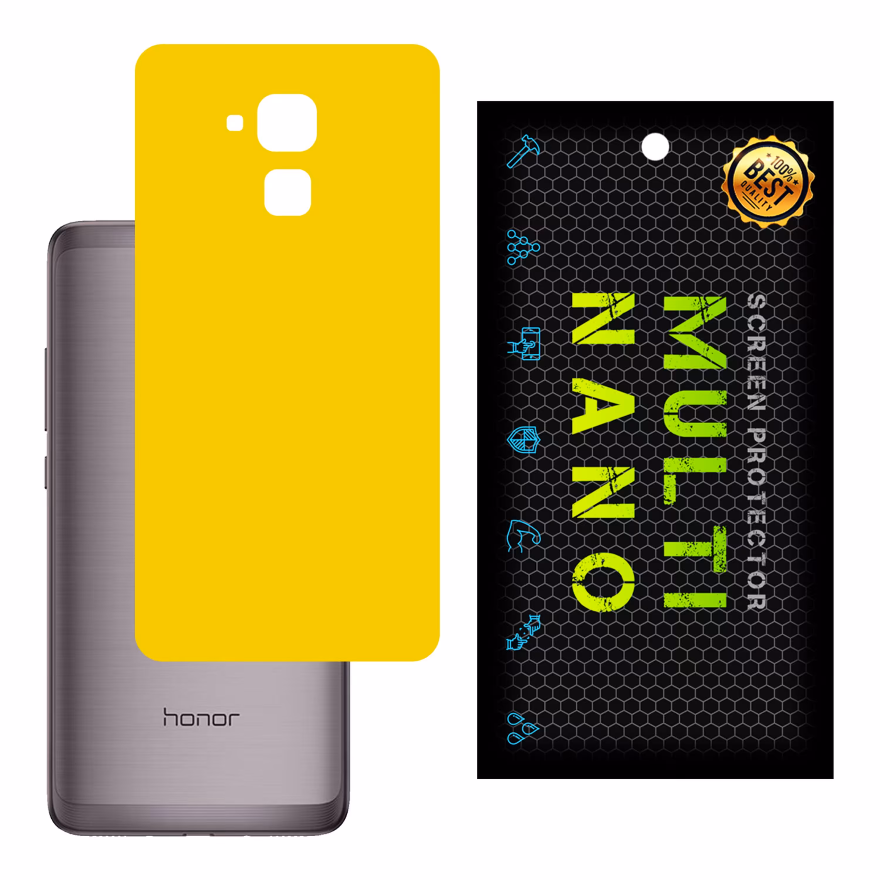 برچسب پوششی MultiNano مدل X-F1M-Yellow برای پشت موبایل هواوی Honor 7 Lite