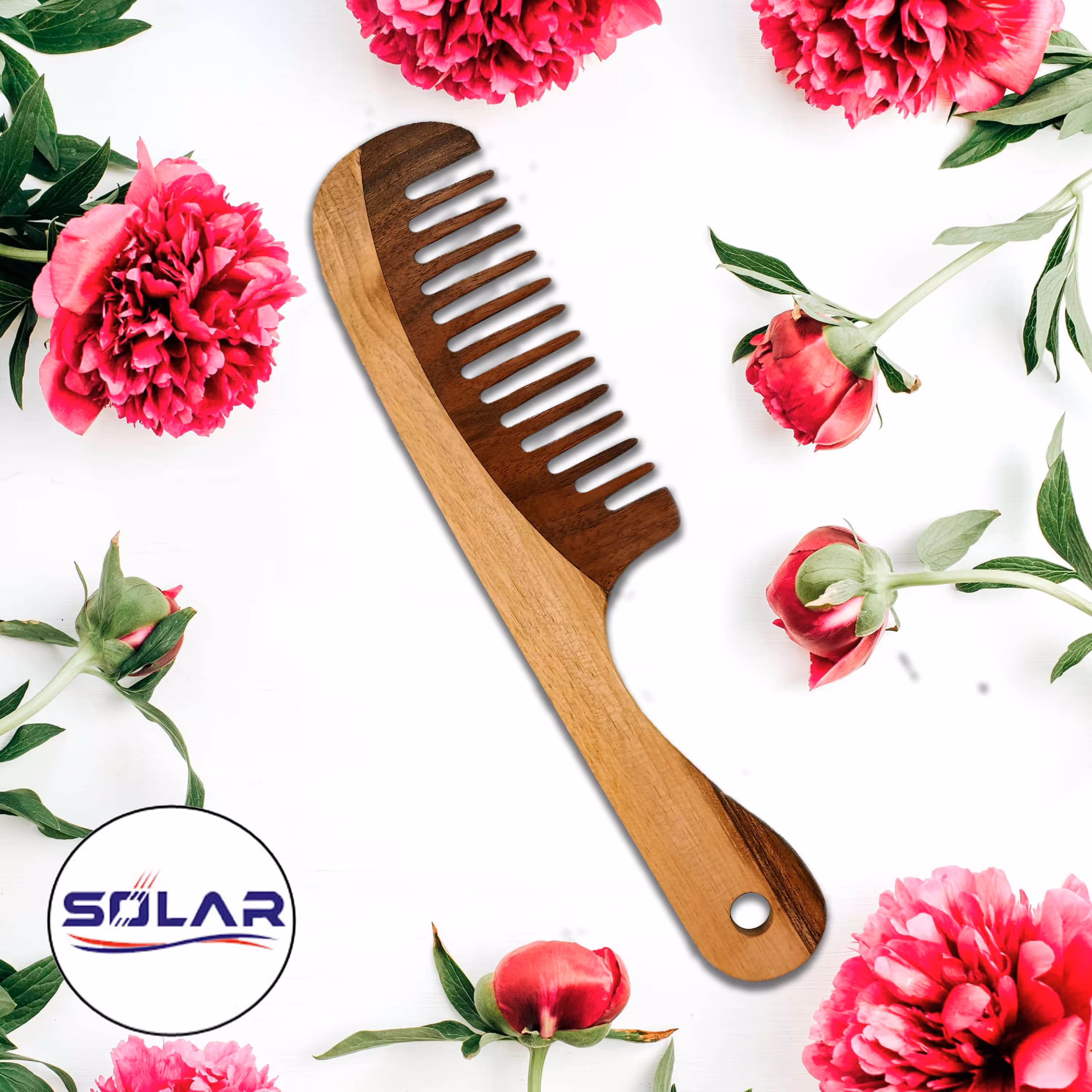 شانه چوبی دست ساز  مدل میترا ساخته شده از چوب گردو 